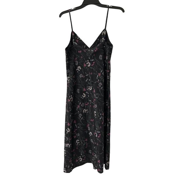 AMOUR VERT NWT Briana Washable Silk Bias Cut Slip Dress Black Floral Size Med - Picture 9 of 16